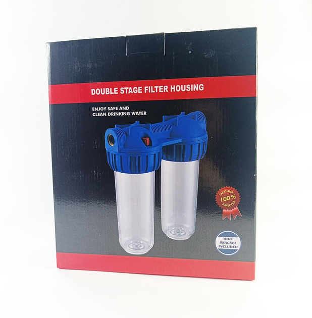 Колба двойная AquaKut 3Р DUO 10" 1/2" для холодной воды в комплекте ключ, крепление - изображение 3