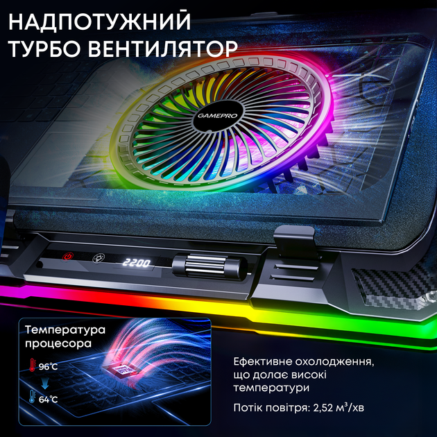Охолоджуюча підставка для ноутбука Gamepro CP950 - зображення 8