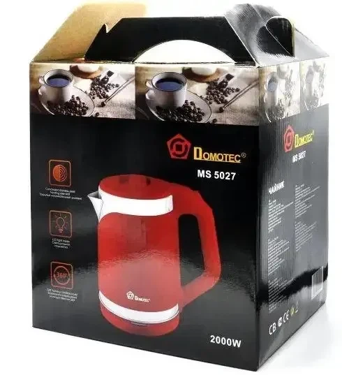 Чайник електричний Domotec MS-5027 2.2 л 1500 Вт Червоний 7168 - зображення 6