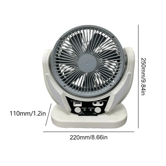 Вентилятор портативный FAN-606 4в1 настольный с солнечной панелью 14 Вт с LED-подсветкой аккумуляторный для кемпинга и дома - изображение 4