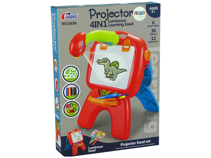 Tablica do rysowania dwustronna stojąca LEAN Toys Czerwona z Niebieskim, z projektorem i obrazkami (5904204755245) - obraz 6