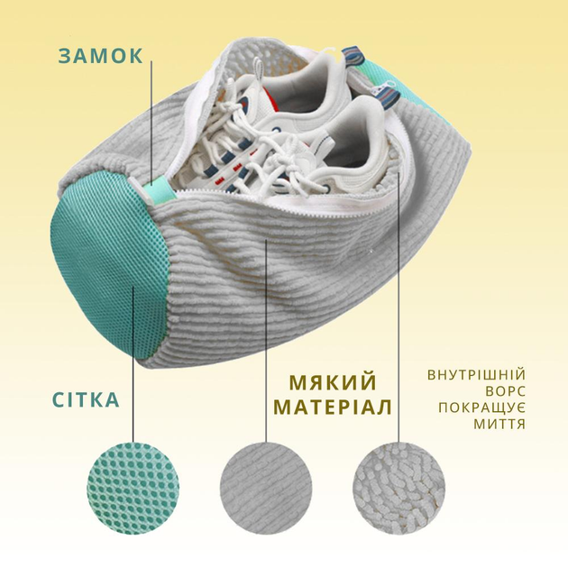Мішок Eco Bag універсальний для прання взуття/кросівок/іграшок та делікатних тканин у пральній машині 40х20 см Сірий - Фото 7 Мішок Eco Bag універсальний для прання взуття/кросівок/іграшок та делікатних тканин у пральній машині 40х20 см Сірий - изображение 7