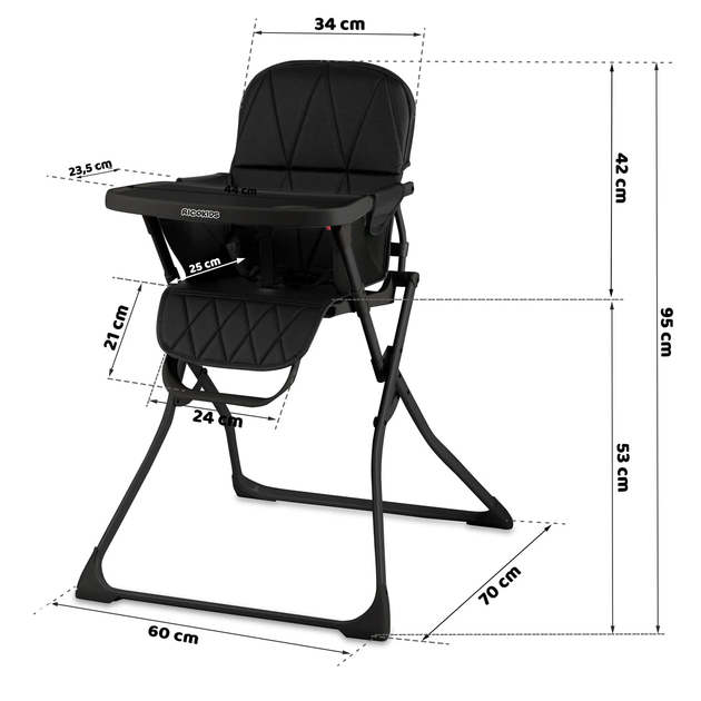 Krzesełko do karmienia Ricokids Nuco Czarne (5903890611354) - obraz 5