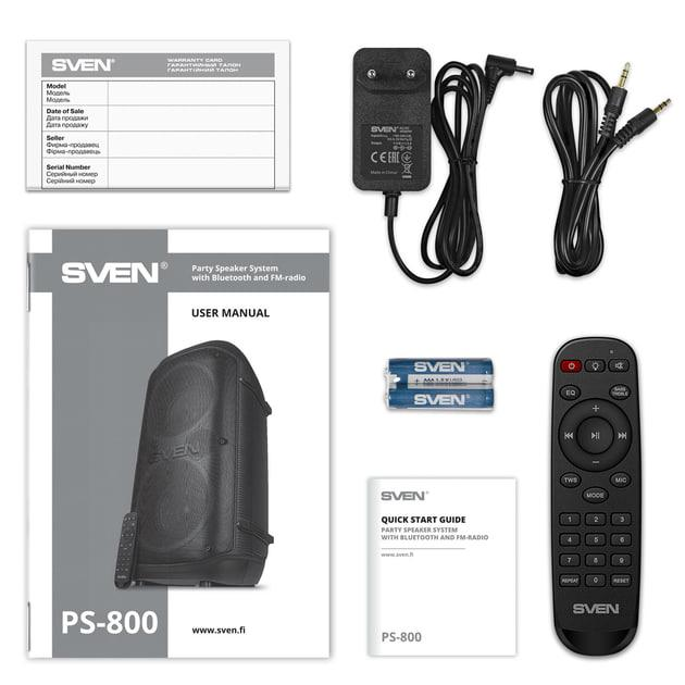 Акумуляторна колонка Sven 100 Вт з Bluetooth NFC TWS FM-радіо LED-дисплей та підсвічування RGB - зображення 7
