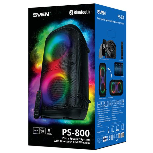 Акумуляторна колонка Sven 100 Вт з Bluetooth NFC TWS FM-радіо LED-дисплей та підсвічування RGB - зображення 9
