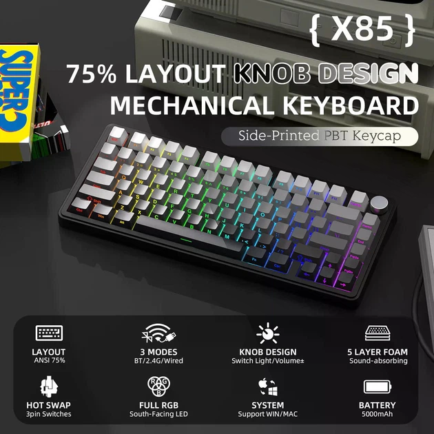 Клавіатура Attack Shark X85 Wireless Mechanical Keyboard