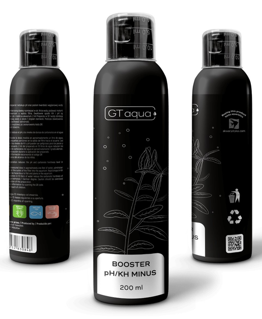 Препарат для зниження pH і карбонатної жорсткості KH води в акваріумі GT Aqua Booster pH/KH minus 200 мл (5908252830848) - зображення 2