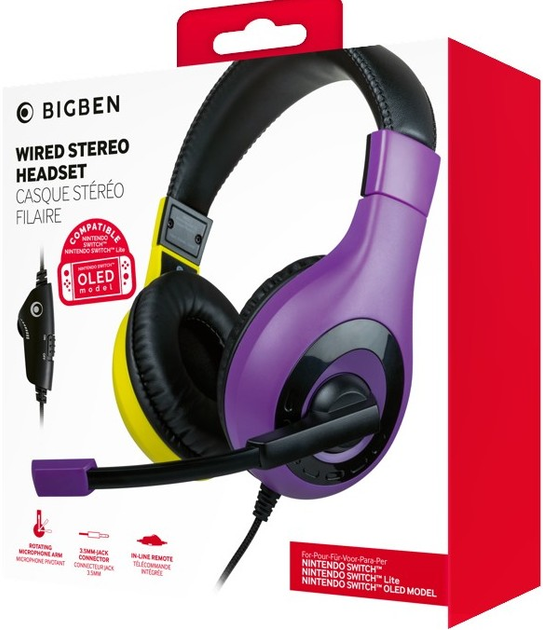 Навушники Nacon Stereo Gaming Headset V1 Nintendo Switch Purple + Yellow (3665962017663) - зображення 6