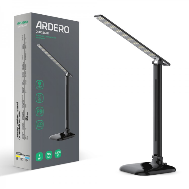 Светодиодная настольная лампа Ardero (Feron) DE1725 ARD 9W 500Lm 6500K черная холодная (для офиса, маникюра) - изображение 6