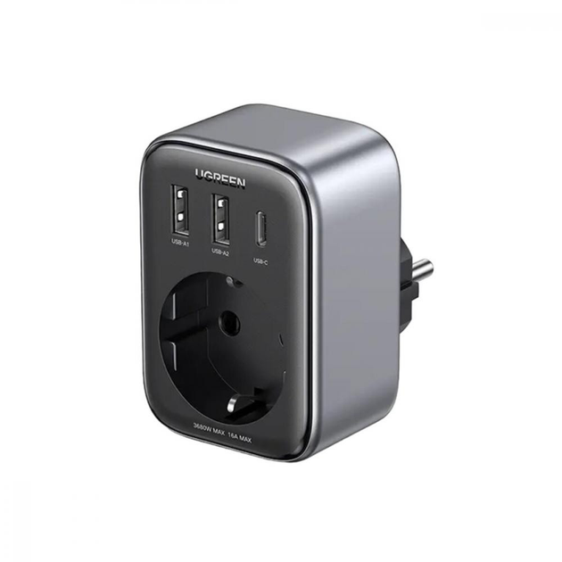 Мережевий зарядний пристрій UGREEN CD314 GaN 30W Outlet Extender Gray (90613) - Фото 1 Мережевий зарядний пристрій UGREEN CD314 GaN 30W Outlet Extender Gray (90613) - зображення 1