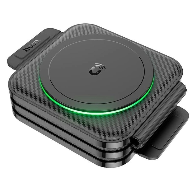 Бездротова зарядка Qi 3в1 HOCO CQ4 Flash folding QI 15W Max для iPhone + iWatch + Airpods чорний - Фото 3 Бездротова зарядка Qi 3в1 HOCO CQ4 Flash folding QI 15W Max для iPhone + iWatch + Airpods чорний - зображення 3