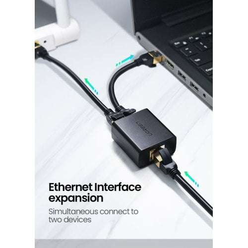 Сплиттер Ugreen CM210 RJ-45 1 To 2 Ethernet Converter 2 pcs (50923) Black - Фото 2 Сплиттер Ugreen CM210 RJ-45 1 To 2 Ethernet Converter 2 pcs (50923) Black - изображение 2