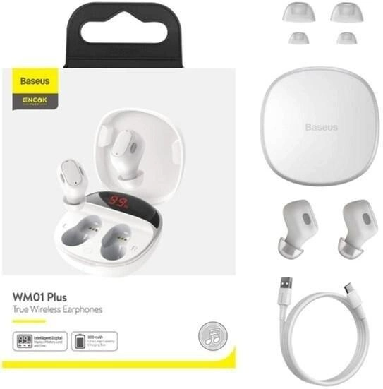 Наушники беспроводные TWS Baseus Encok True Wireless Earphones WM01 Plus (White) (NGWM010002) - изображение 2