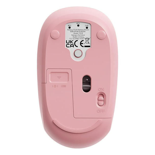 Мышь Baseus F01B Tri-Mode Wireless Mouse 2.4G Pink (B01055503413-00) - Фото 2 Мышь Baseus F01B Tri-Mode Wireless Mouse 2.4G Pink (B01055503413-00) - изображение 2