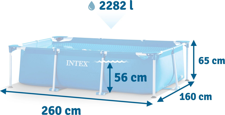 Каркасний басейн Intex 28271 260 x 160 x 65 см 2 в 1 Blue (5902854511143) - зображення 2