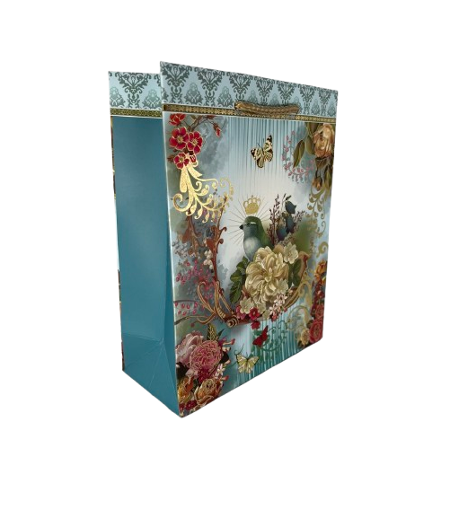 Пакет подарунковий паперовий Stenson Flower dance R95501-S 18х23х8 см Блакитний з квітами - Фото 2 Пакет подарунковий паперовий Stenson Flower dance R95501-S 18х23х8 см Блакитний з квітами - зображення 2