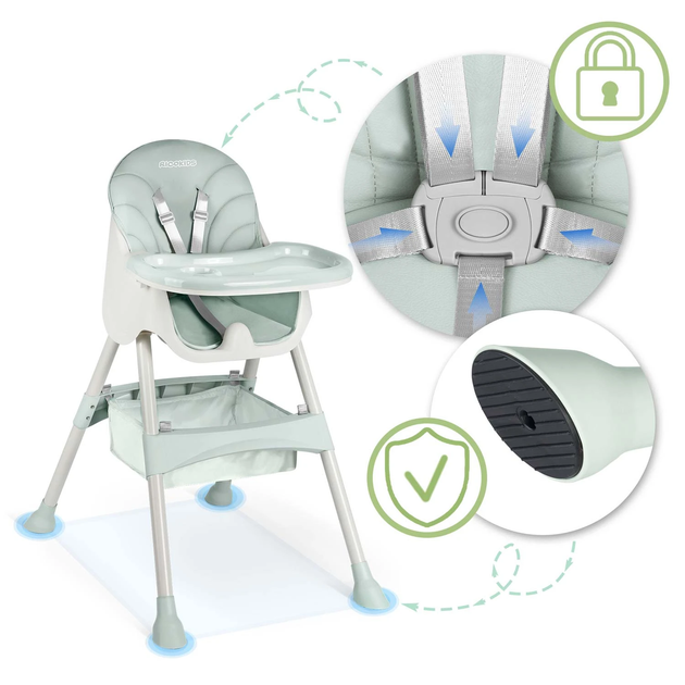 Стільчик для годування Ricokids Milo зі столиком М'ятний (5908220476573) - зображення 8