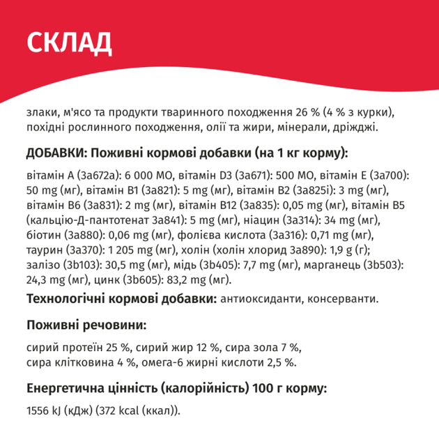 Сухой корм для котов Мяу с мясом 900 г B1260101 - Фото 2 Сухой корм для котов Мяу с мясом 900 г B1260101 - изображение 2