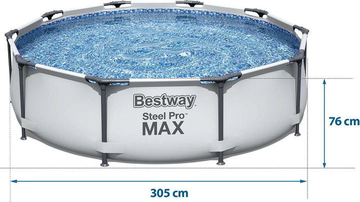 Basen stelażowy Bestway Steel Pro 305 x 76 cm 4 w 1 56406 (6942138916683) - obraz 5