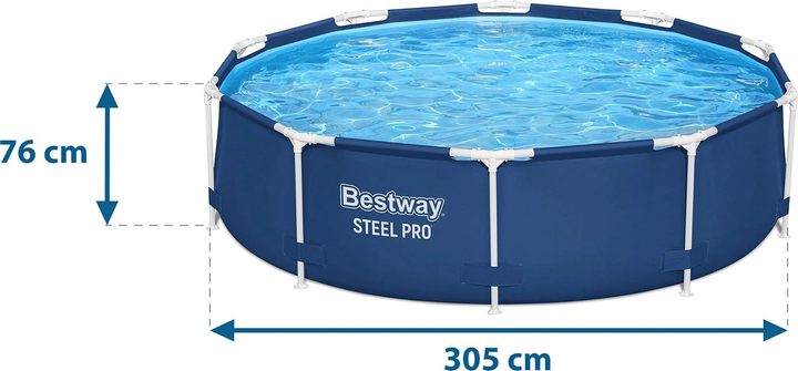 Каркасний басейн Bestway Steel Pro 305 x 76 см 8 в 1 56679 (6941607329221) - зображення 7