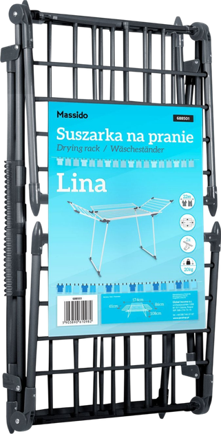 Suszarka na pranie Massido Lina stojąca rozkładana czarna 22 mb (5903890621667) - obraz 5