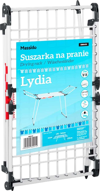 Suszarka na pranie Massido Lydia stojąca rozkładana biała 27 mb (5903890609412) - obraz 7