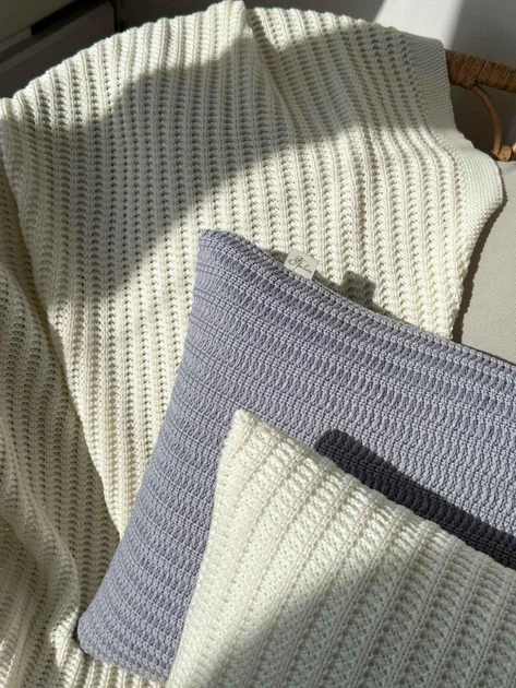 Плед вязаный ПРОВАНС Cotton молочный, 120х200см 039526 - изображение 6