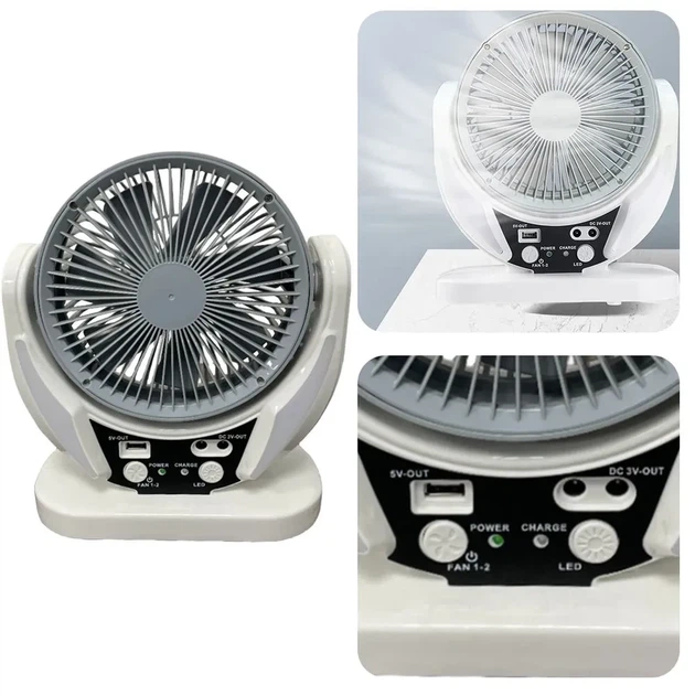 Вентилятор портативный FAN-606 4в1 настольный с солнечной панелью 14 Вт с LED-подсветкой аккумуляторный для кемпинга и дома - изображение 5