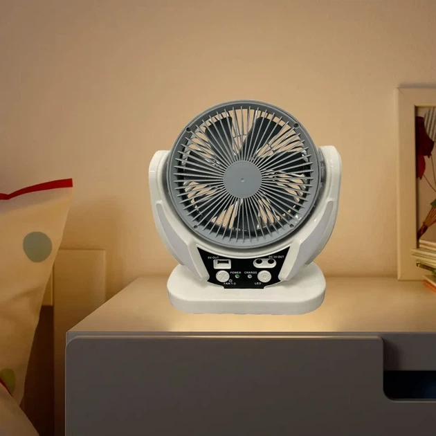 Вентилятор портативный FAN-606 4в1 настольный с солнечной панелью 14 Вт с LED-подсветкой аккумуляторный для кемпинга и дома - изображение 6