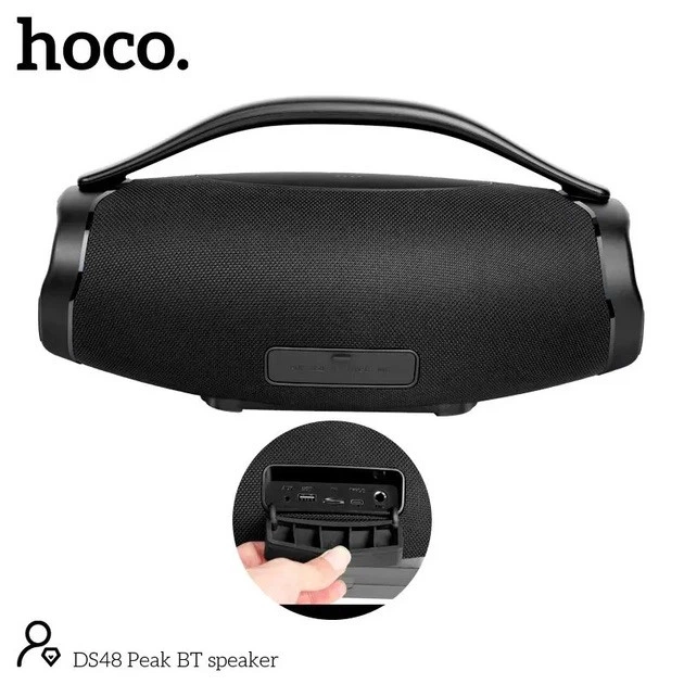 Портативная вluetooth колонка с подсветкой Hoco Peak DS48 Бумбокс IPX6 4000 мАч 2х20Вт microSD Вlack - Фото 4 Портативная вluetooth колонка с подсветкой Hoco Peak DS48 Бумбокс IPX6 4000 мАч 2х20Вт microSD Вlack - изображение 4
