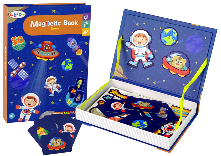 Магнітна головоломка у формі книжки LEAN Toys Космос, картки і магніти (5905214975388) - зображення 1