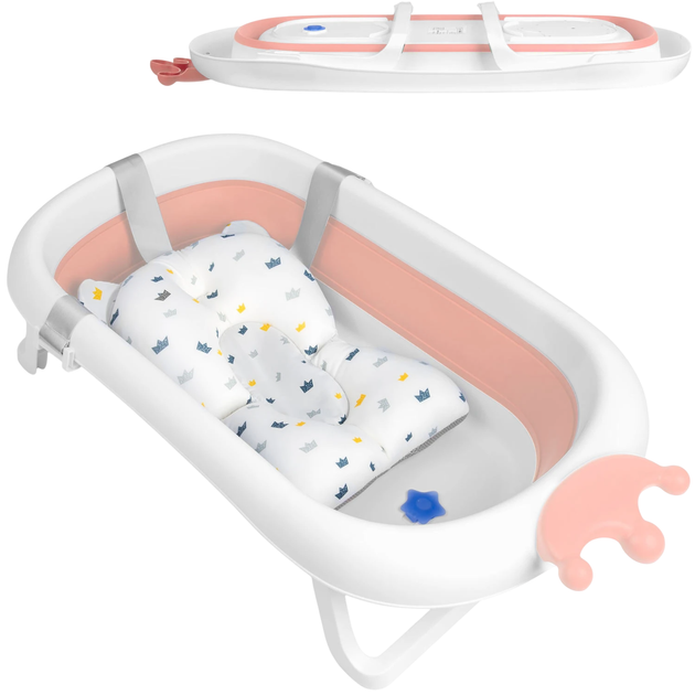 Wanienka dla niemowląt Ricokids RK-280 z poduszką Biało-różowa (5903890605308) - obraz 1