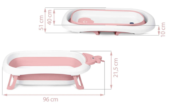 Ванночка для немовлят Ricokids RK-282 з термометром Біло-рожева (5903890616779) - зображення 4