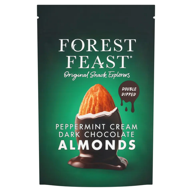 Мигдаль смажений з м'ятним кремом в темному шоколаді Forest Feast, 120 г - Фото 1 Мигдаль смажений з м'ятним кремом в темному шоколаді Forest Feast, 120 г - зображення 1