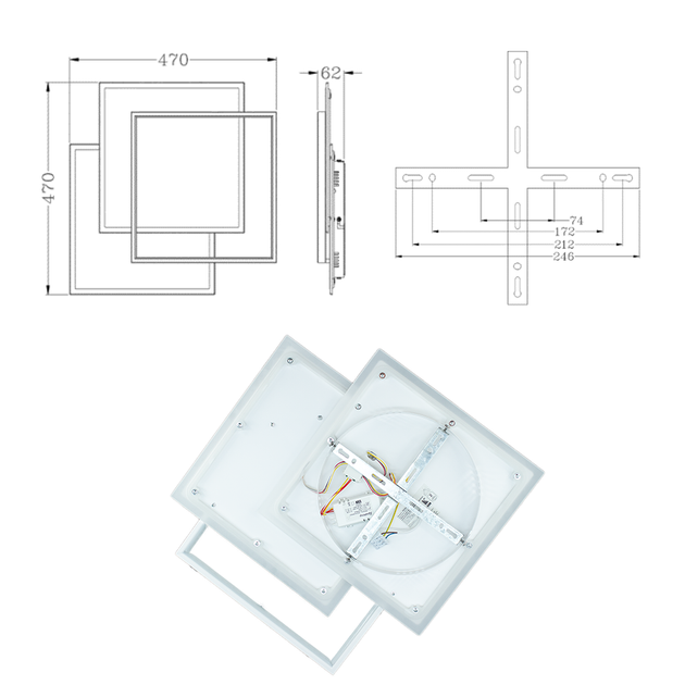 Керована світлодіодна люстра VEGA triple 80W 3S-ON/OFF-470×470×60-WHITE/WHITE-220-IP20 - зображення 4