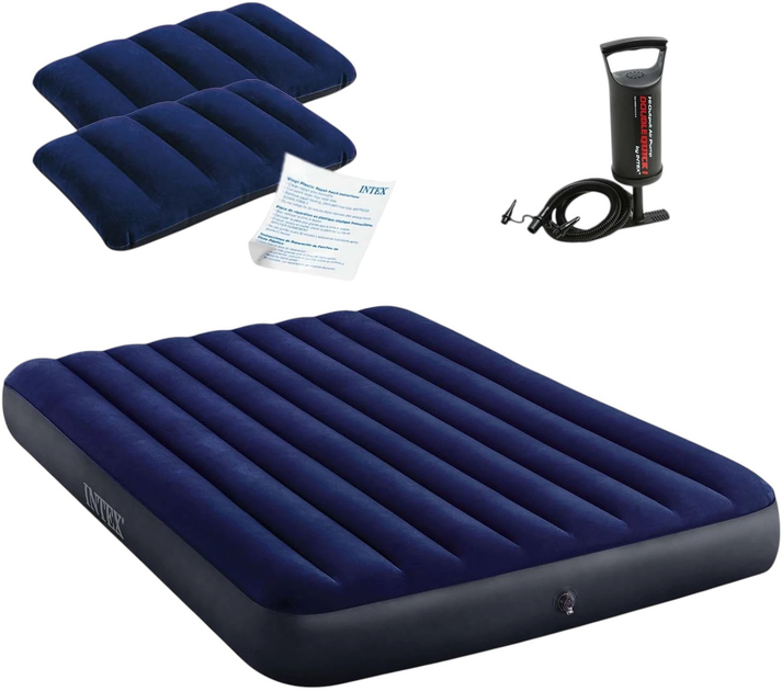 Materac dmuchany Intex 203 x 152 x 25 cm z pompką tłokową 64765 (6941057412474) - obraz 1