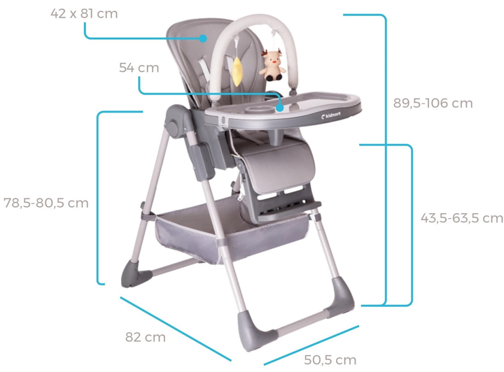 Krzesełko do karmienia Kidnort Jordgubbe brązowe (5902983625704) - obraz 4