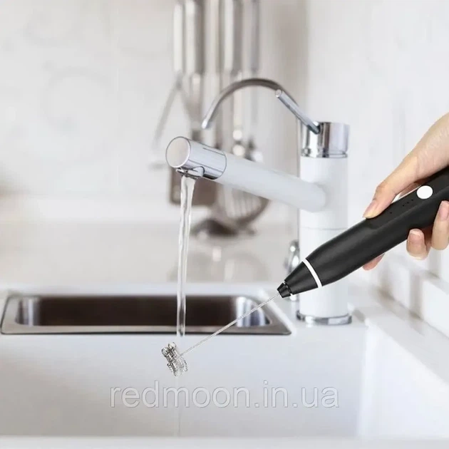 Портативный капучинатор ручной мини миксер Milk Frother пеновзбиватель-вспенитель молока и сливок аккумуляторный Черный - изображение 6