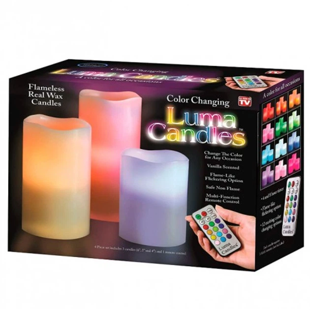 Нічник Luma Candles Color Changing, комплект світлодіодних свічок з ДУ 3 свічки - зображення 5