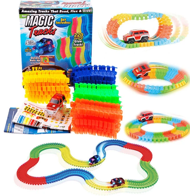 Детская гибкая игрушечная железная дорога Magic Tracks, 220 деталей Детская автодорога Magic Tracks - изображение 2