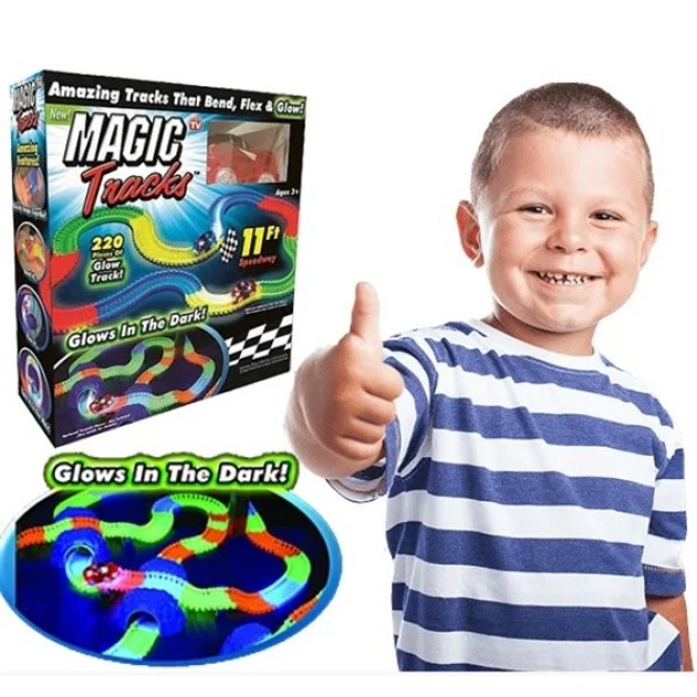 Детская гибкая игрушечная железная дорога Magic Tracks, 220 деталей Детская автодорога Magic Tracks - изображение 6