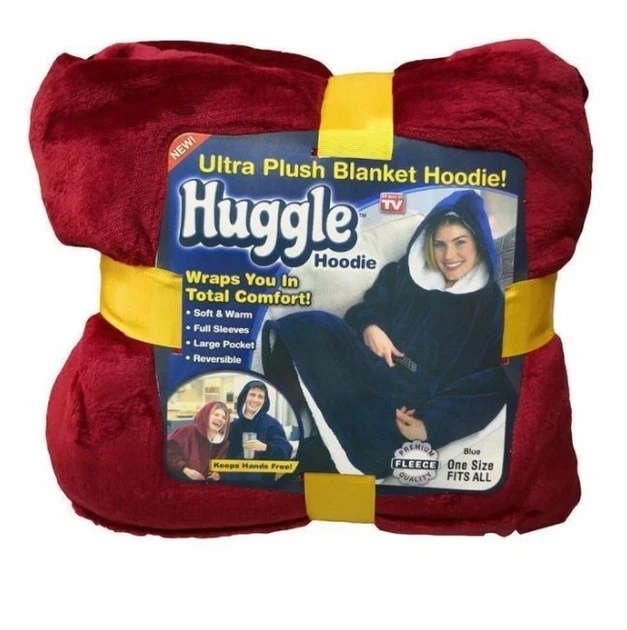 Толстовка плед HUGGLE HOODIE BLANKET с капюшоном | Плед с рукавами флисовый Красный - изображение 5