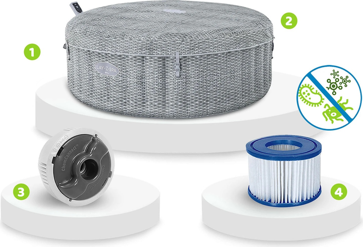 Jacuzzi dmuchane Bestway 196 x 71 cm 6-osobowe 6001N Lay-Z Bali Grey (6941607369715) - obraz 2