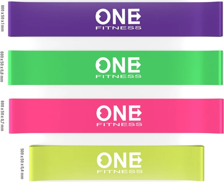 Набір гумок для тренувань One Fitness PBF SET04 4 шт. (5907695532388) - зображення 4