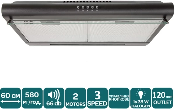 Вытяжка ventolux roma 60 bk 2m lux - Фото 2 Вытяжка ventolux roma 60 bk 2m lux - изображение 2
