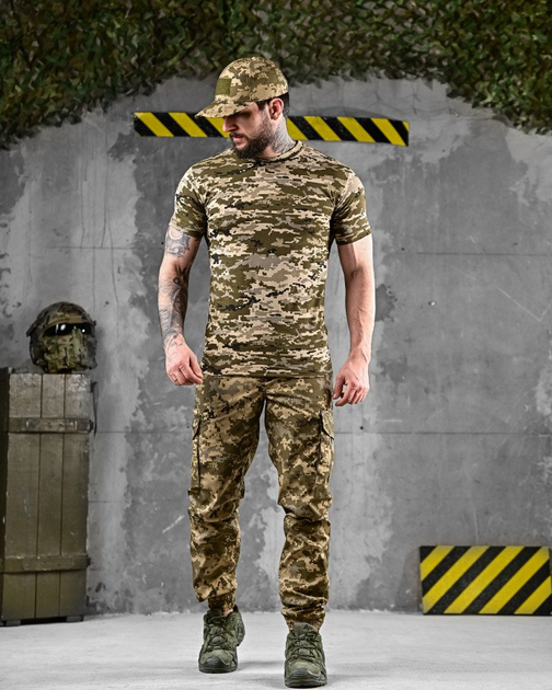Тактический летний комплект 3 в 1 футболка, бейсболка, штаны, полномерные Combat Tactical Пиксель S - изображение 1