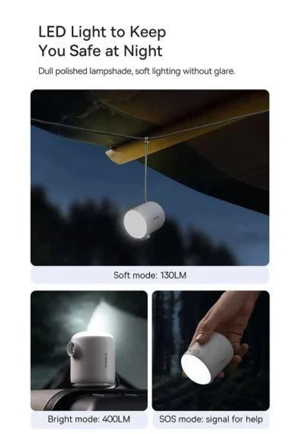 Насос Baseus Mini Inflator Air Pump , Туристичний Акумуляторний насос для надувних виробів + Ліхтарик - зображення 8