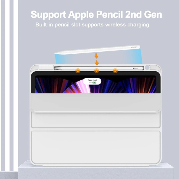 Силиконовый чехол обложка + Pencil Direct Charge + Pencil Holder BBM1 для iPad Pro 12.9" 2020/2021/2022/Air 13" 2024(M2)/2025(M3)/2026(M4) Серый - изображение 3
