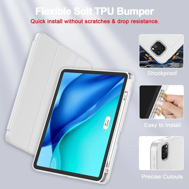 Силиконовый чехол обложка + Pencil Direct Charge + Pencil Holder BBM1 для iPad Pro 12.9" 2020/2021/2022/Air 13" 2024(M2)/2025(M3)/2026(M4) Серый - изображение 6