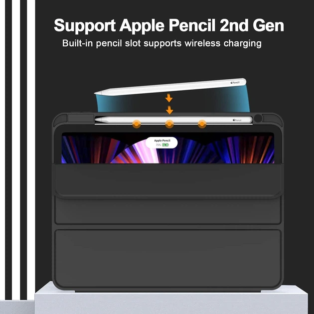 Силиконовый чехол обложка + Pencil Direct Charge + Pencil Holder BBM1 для iPad Pro 12.9" 2020/2021/2022/Air 13" 2024(M2)/2025(M3)/2026(M4) Черный - изображение 4